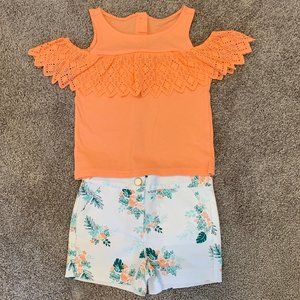 NEW Janie and Jack Peach & Tropical Print Outfit